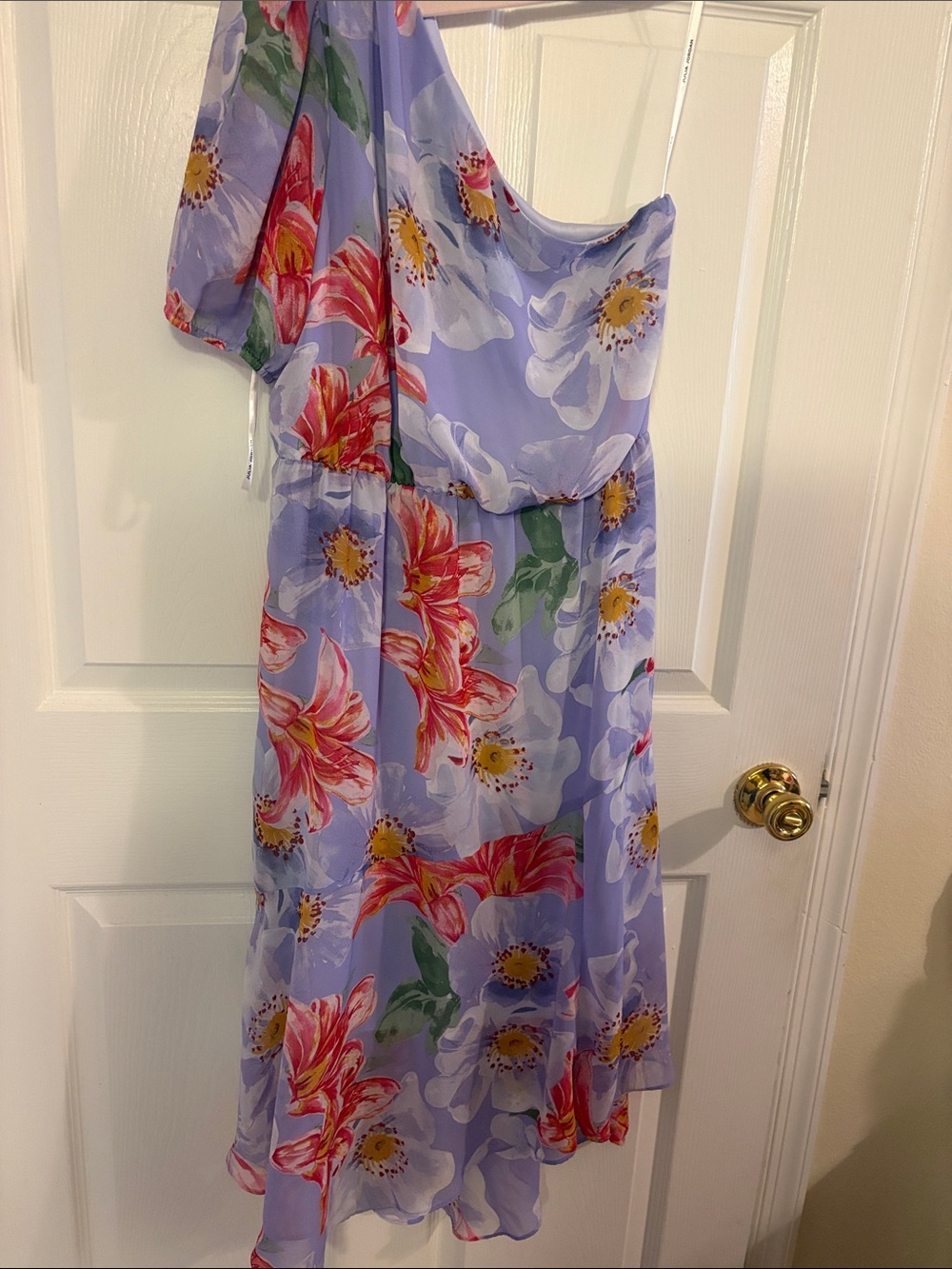 julia jordan Lavender Floral Midi Dress with Pink and Yellow Print